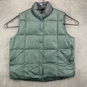 Lands'‎ End Goose Down Puffer Vest Olive Green XL 18-20 Women's Winter Layering